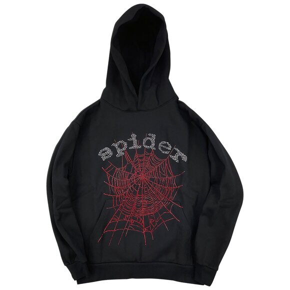 Sp5der Other - Sp5der OG Rhinestone Logo Pullover Hoodie Black | Spider Worldwide
